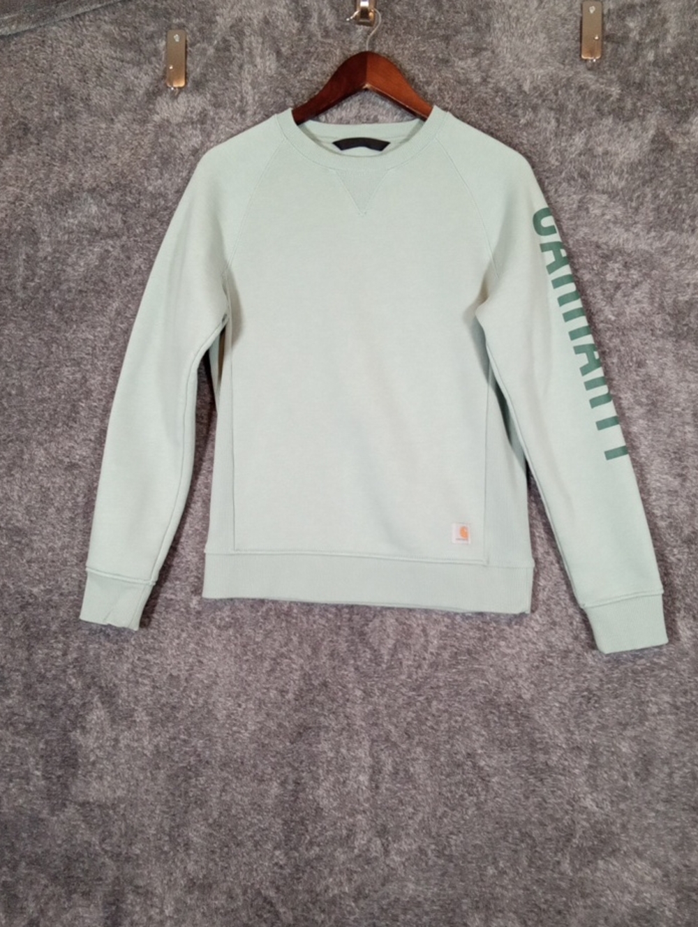 Carhartt Crewneck Sweatshirt in Light Mint Youth 4-6 Size Fleece Crewneck Logo